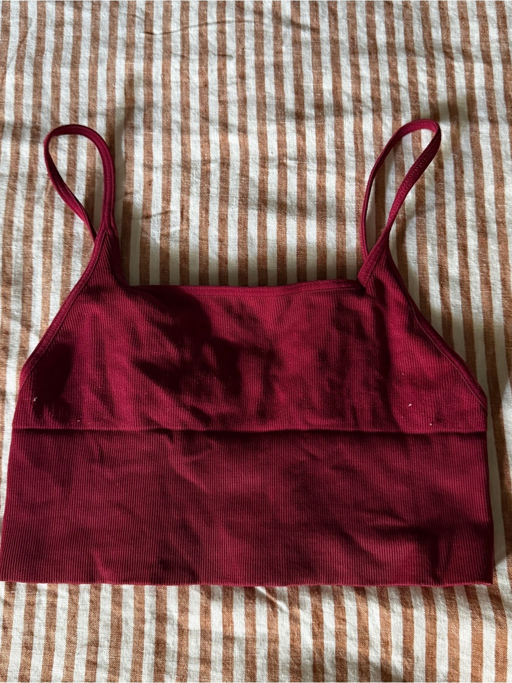 Free People Ribbed Burgundy Crop Tank
